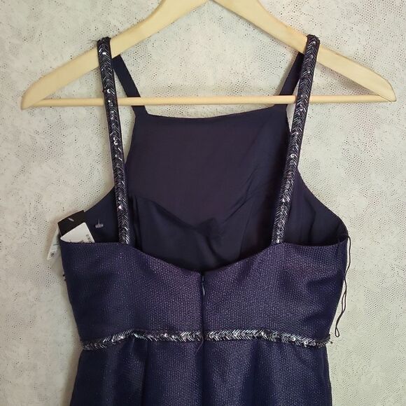 Aidan Mattox Twilight Blue Long Evening Gown Halter Maxi Dress, Size 0, NWT - Picture 9 of 14